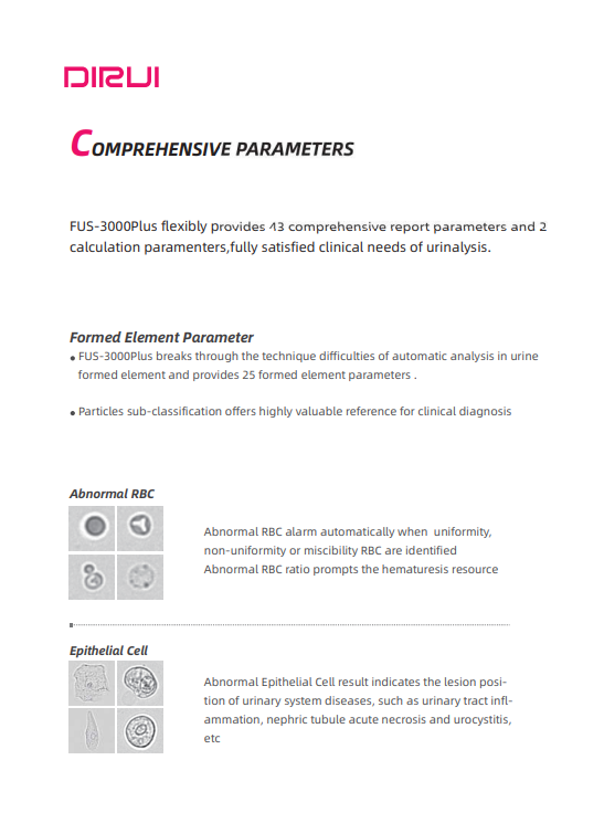 Analyseur d'Urine DIRUI FUS-3000-PLUS avec IA et Microscope à lumière polarisée